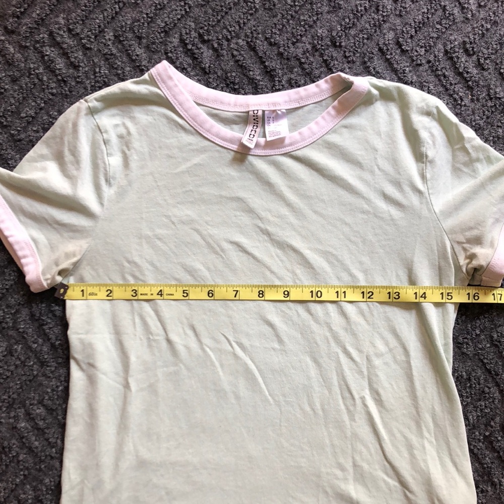 Divided Pastel Green and White Short Sleeve Tee - Picture 4 of 7